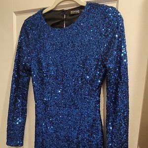 Romwe Blue Sequin Backless Party Dress